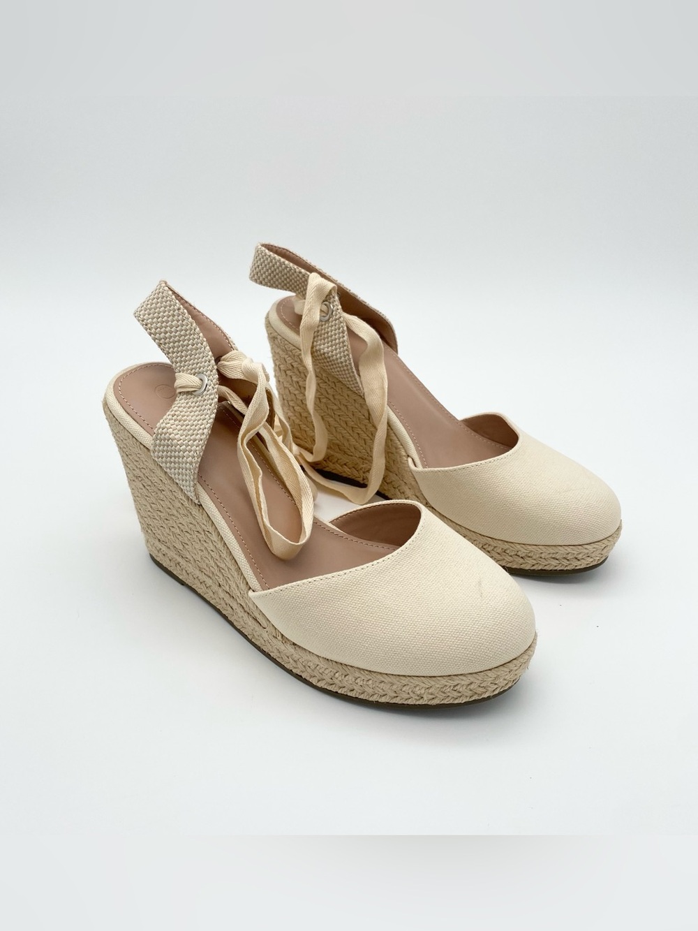 ZBY Espadrilles Wedges Light Beige Women’s Size 7.5